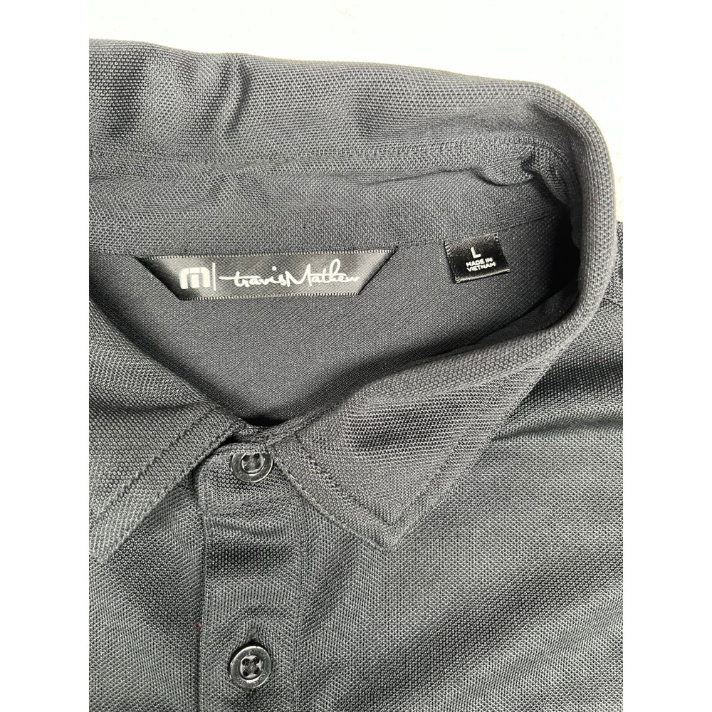 TravisMathew Mens Golf Polo Shirt Size L Black Stripe Performance Casual - Picture 3 of 8